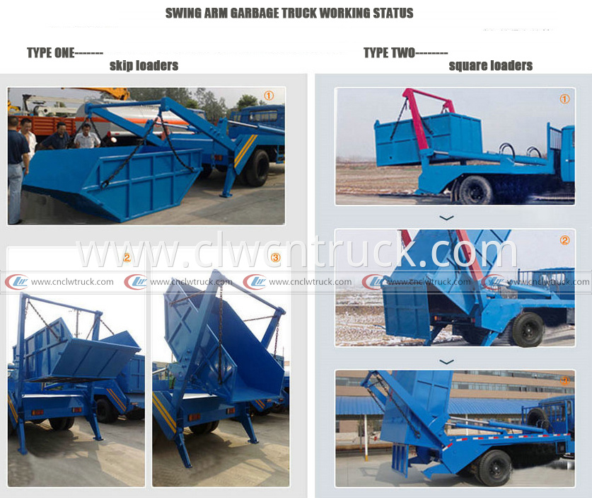 swing arm garbage truck working status